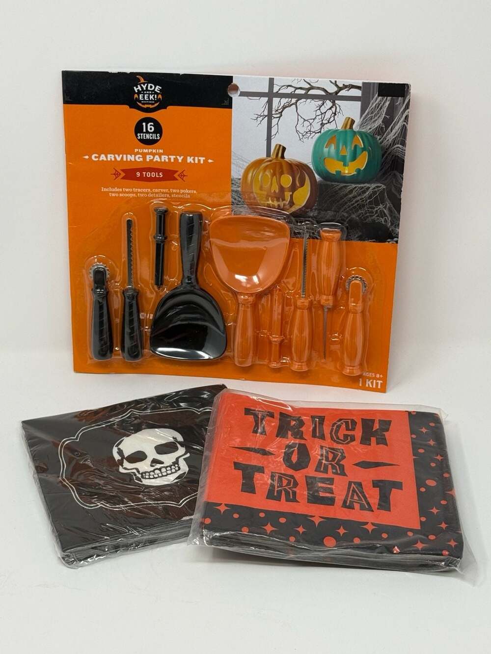 Pumpkin Carving Party Kit & Napkins Halloween Bundle